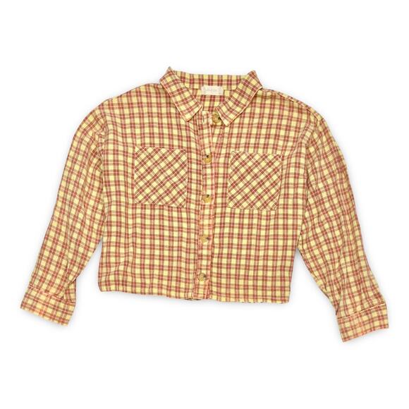 Altar’d State Plaid Flannel Shirt Women’s S Cropped Relaxed Boyfriend Fit NWOT - Picture 6 of 9